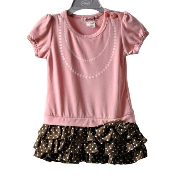2 for $5 Sale Paulinie Collection Peach And Brown Dress With Ruffles Size 3T - Picture 1 of 8